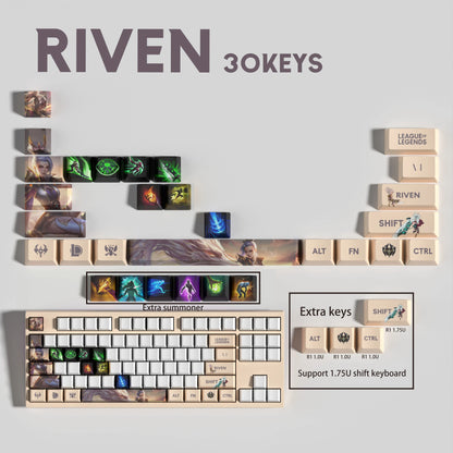SPECIAL EDITION League of Legends Riven Keycaps – 30 Key