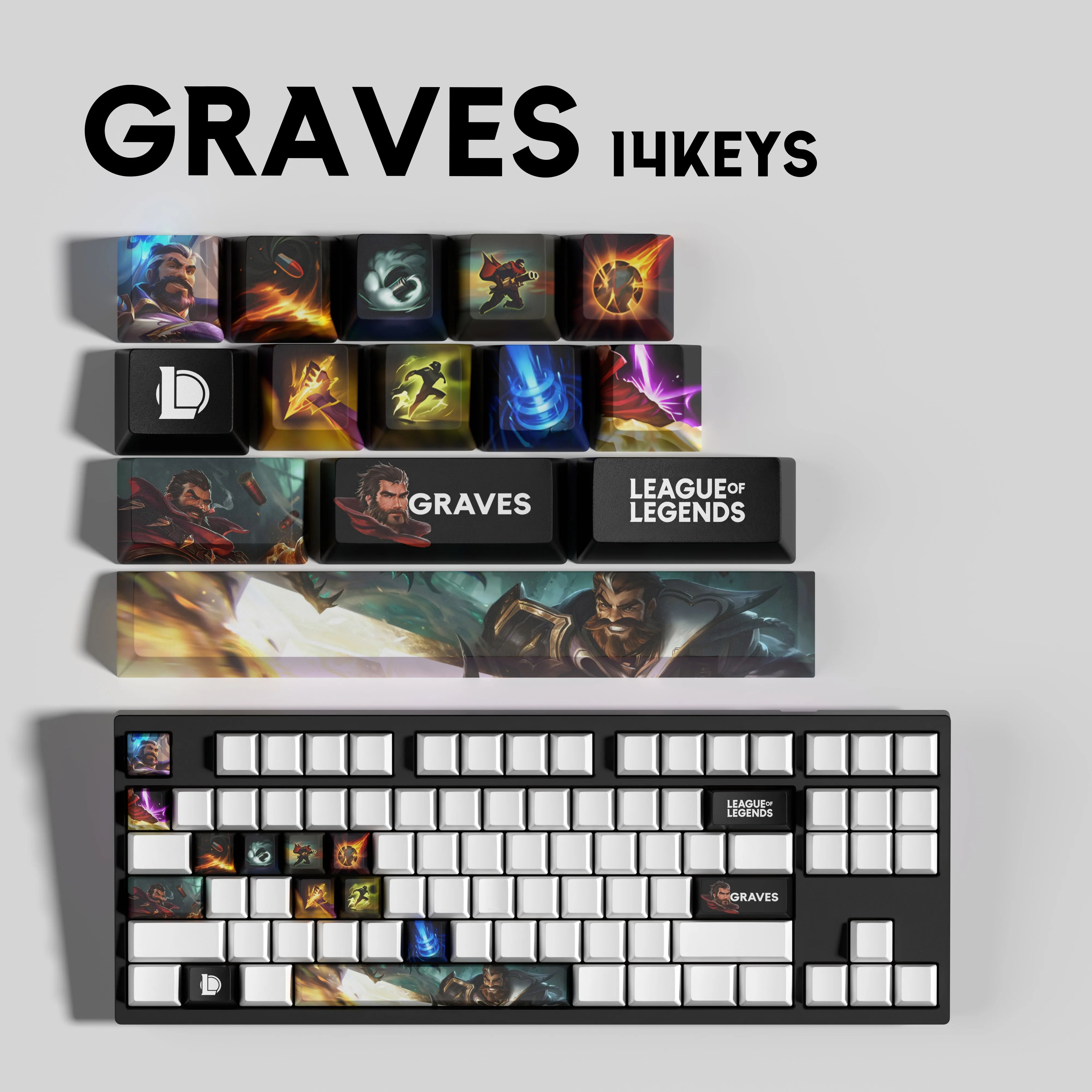 NEW SPECIAL EDITION League of Legends Graves Keycaps – 14 Key – Hextech ...