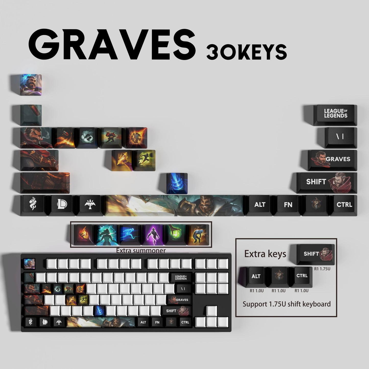 SPECIAL EDITION League of Legends Graves Keycaps – 30 Key