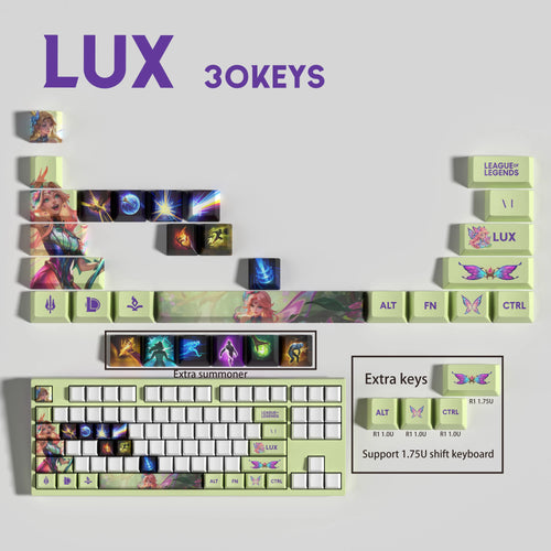 SPECIAL EDITION League of Legends Lux Keycaps – 30 Key