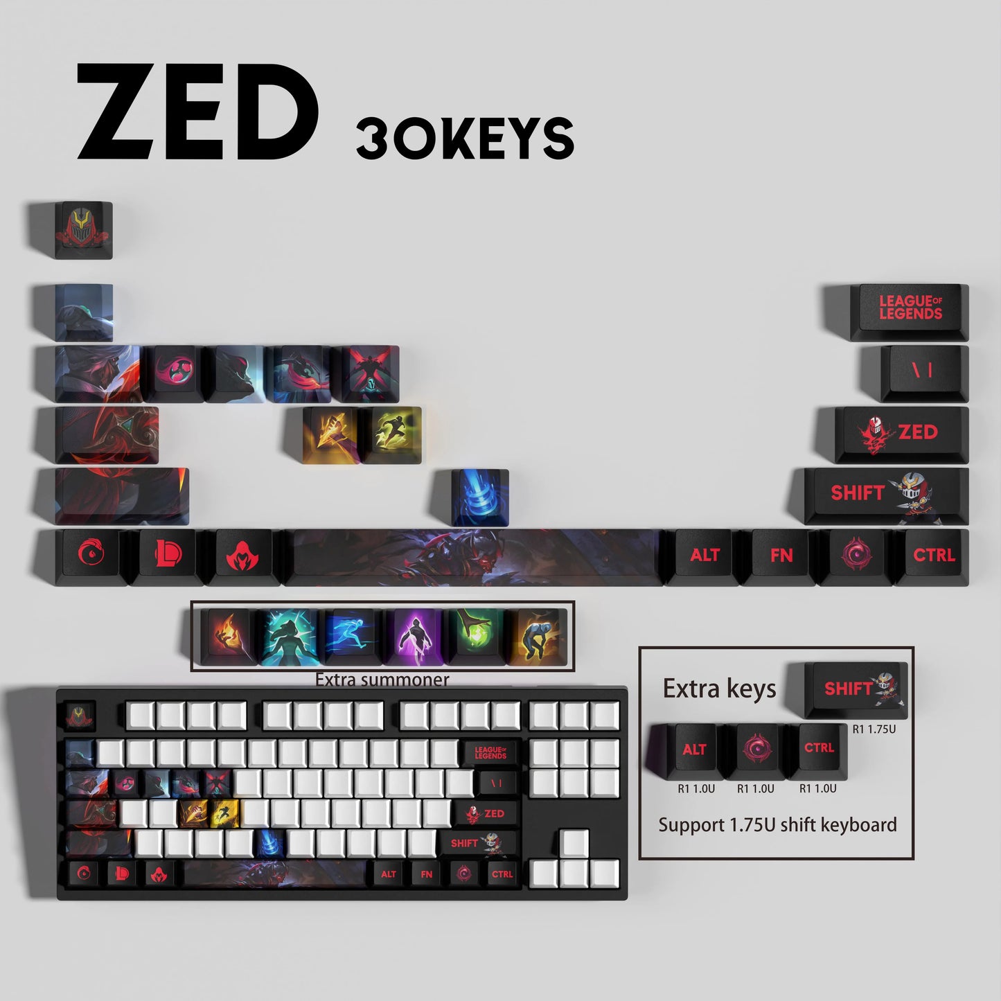 SPECIAL EDITION League of Legends Zed Keycaps – 30 Key