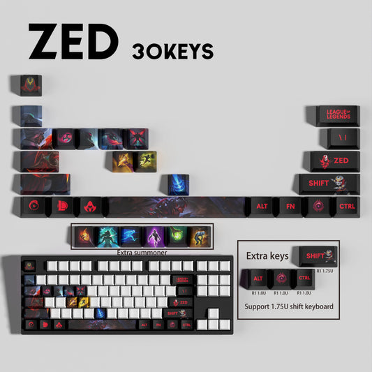 SPECIAL EDITION League of Legends Zed Keycaps – 30 Key