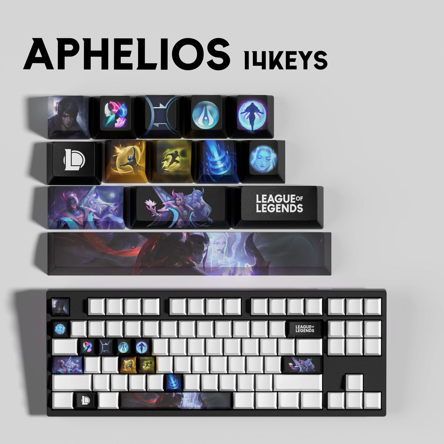 SPECIAL EDITION League of Legends Aphelios Keycaps – 14 Custom Keys