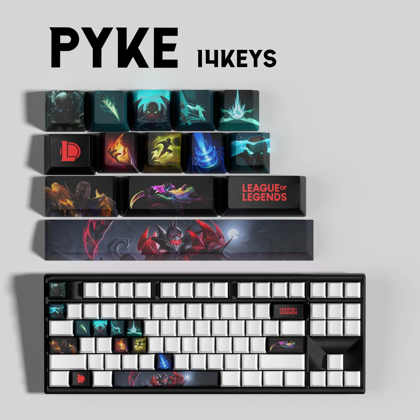SPECIAL EDITION League of Legends Pyke Keycaps – 14 Custom Keys