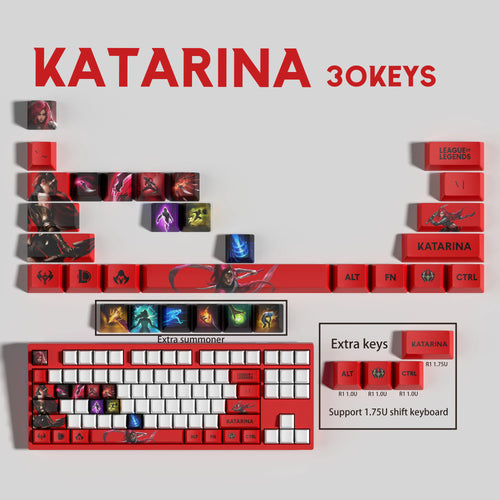 SPECIAL EDITION League of Legends Katarina Keycaps – 30 Custom Keys