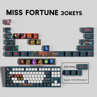 SPECIAL EDITION League of Legends Miss Fortune Keycaps – 30 Custom Keys