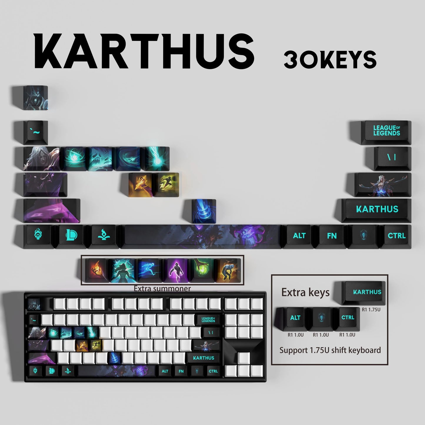 SPECIAL EDITION League of Legends Karthus Keycaps – 30 Custom Keys