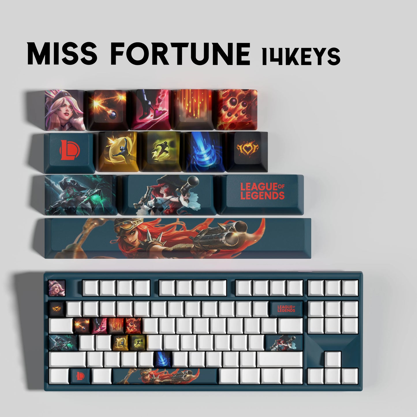 SPECIAL EDITION League of Legends Miss Fortune Keycaps – 14 Custom Keys