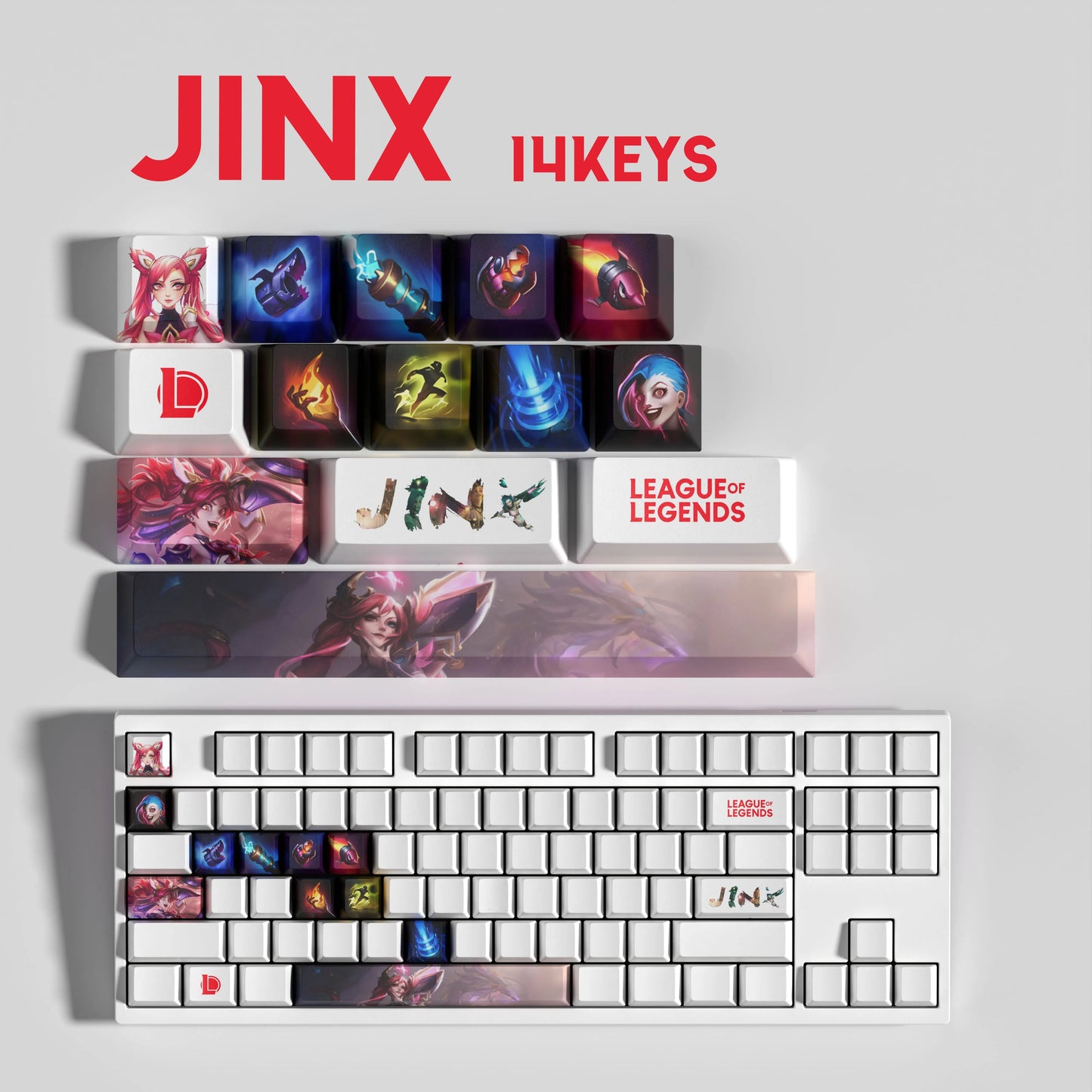 SPECIAL EDITION League of Legends Jinx Keycaps – 14 Key